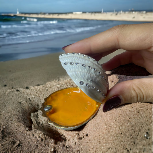 Conchiglia Portagioie dipinta  mano